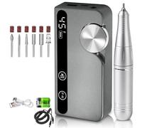 Reinscer Professional 45000RPM Electric Portable Nail Drill Machine Rechargeable Low Noise Nail Sander File Gray