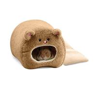 Reinscer Rats Hamster Winter Warm Hanging Cage Hammock Cute Bear House with Bed Mat for Small Furry Animals