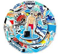 Reinscer Swimming Stickers for Water Cup Laptop,Waterproof Vinyl Sticker Gift Decals for Kids, Teenage, Teenages 50Pcs