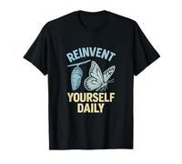 Reinvent Yourself Daily Stencil Butterfly Graphic T-Shirt