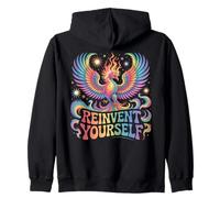 Reinvent Yourself Phoenix Colorful Flame Artwork Zip Hoodie