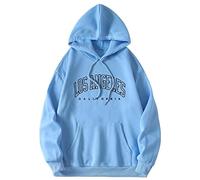 REIOASUD Los Angeles Hoodie California Sweatshirt Aesthetic Clothes Girls Long Sleeve Pullover Oversized Hoodie for Women, A#light Blue, Medium