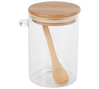 Reionppy Food Storage Glass Clear Sealed Canister Container with Lid and Spoon for Loose Tea Salt Sugar Coffee Bean Preservation
