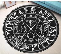 REIPOL Horror Pentagrams 3D Round Area Rug,Satan Circle Carpet Living Room Bedroom Decor Rug,Non-slip Mat 200cm