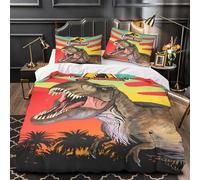 REIPOL Jurassic Park Comforter Covers Duvet Cover 3D Print Movie Quilt Cover for Boys Girls with Zipper Closure Soft Microfiber with Pillow Cases Bedding Set 3 Pieces Double（200x200cm）