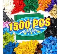 Reiseresa 1500 Pieces Building Bricks with 2 Packs 32x32 Baseplates, Building Bulks Blocks, Creative Building Toy Compatible with All Major Brands, Christmas Gfit for Kid