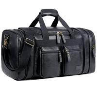 Reisetasche aus Leder, Wochenendtasche, Handgepcktasche, bernachtungstasche, Sporttasche fr Damen und Herren HB-21, Black, Leather Travel Bag