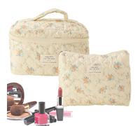 Reisetasche Mit Großem Fassungsvermögen - 2er Set Kosmetiktasche Mit Blumenmuster | Weiche Make-up-Tasche & Kulturtasche Für Zahnpasta & Rasierer | Tragbarer Reiseorganizer -Design, 2 Stück