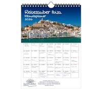 Reisezauber Ibiza Planner DIN A4 Calendar for 2026 Eivissa Holiday Mediterranean Spain Gift Set Contents: 1 x Calendar, 1 x Christmas Pendant (2 Pieces)
