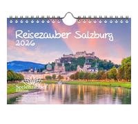 Reisezauber Salzburg DIN A5 Calendar for 2026 Austria Holidays - Gift Set Contents: 1x Calendar, 1x Christmas Pendant, 1x Greeting Tag (3 Pieces)
