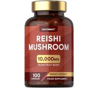 Reishi Mushroom Capsules 10,000mg | Red Reishi Extract (5:1) | High Strength Supplement | 100 Powder Capsules | by Horbaach
