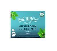 Reishi Mushroom Elixir Mix by Four Sigmatic | Coffee Alternative with Organic Reishi Mushroom Powder, Tulsi, Rose HIPS & Mint | Support Stress & Sleep | Decaf, Vegan, Gluten-Free & Keto | 20 Packets