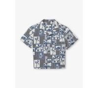 Reiss Boys Airforce Blue Kids Basin Graphic-print Stretch-cotton Shirt 3-13 Years 8-9