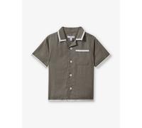 Reiss Boys Khaki/white Kids Vitan Contrast-trim Linen Shirt 3-13 Years 8-9