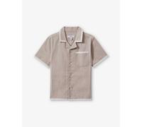 Reiss Boys Stone/white Kids Vitan Contrast-trim Linen Shirt 3-13 Years 8-9