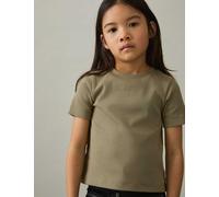 Reiss Female Cotton Rich Ribbed T-Shirt (4-14 Yrs) - 8-9 Y - Khaki, Khaki,Berry