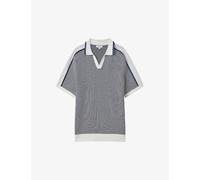 Reiss Mens Airforce Blue Brunswick Open-collar Slim-fit Knitted Shirt S