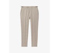 Reiss Mens Oatmeal Elliot Slim-fit Checked Wool and Linen-blend Trousers 32