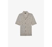 Reiss Mens Reiss Addis Cuban-Collar Stretch-Knit Shirt Natural L