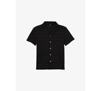 Reiss Mens Reiss Aleo Textured-Wave Short-Sleeve Stretch-Woven Shirt Black S