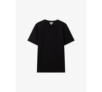 Reiss Mens Reiss Bradley Stitched-Trim Stretch Woven-Blend T-Shirt Black S