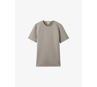 Reiss Mens Reiss Bradley Stitched-Trim Stretch Woven-Blend T-Shirt Taupe M
