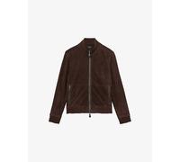 Reiss Mens Reiss Brent Zip-Up Suede Jacket Chocolate Brown XL