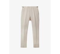 Reiss Mens Reiss Kin Pressed-Crease Slim-Fit Linen Trousers Stone 34