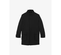 Reiss Mens Reiss Player Hybrid Removable Funnel-Neck Woven Overcoat Black S