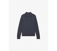Reiss Mens Reiss Trafford Half-Button Merino-Wool Polo Midnight Navy XS