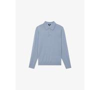 Reiss Mens Reiss Trafford Half-Button Merino-Wool Polo Steel Blue S