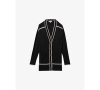 Reiss Womens Black/white Maisie V-neck Long-sleeve Stetch-wool Cardigan L