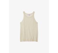 Reiss Womens Cream Catrice Round-neck Relaxed-fit Linen-blend Vest L