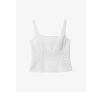 Reiss Womens Cream Mirabelle Square-neck Corset Linen Top 12