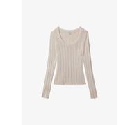 Reiss Womens Cream Sierra Scoop-neck Knitted Top Xs