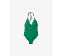 Reiss Womens Green Rita Lattice-trim Halter-neck Stretch-cotton Swimsuit 8