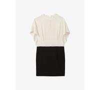 Reiss Womens Ivory/black Marlowe Colour-block Draped Woven Mini Dress 8