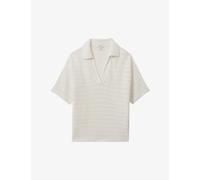 Reiss Womens Ivory Carla Open-stitch Knitted Polo Shirt Xs