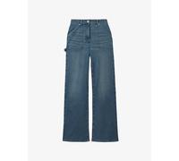 Reiss Womens Mid Blue Delilah Utility Flared-leg Mid-rise Stretch Cotton-blend Jeans 26r