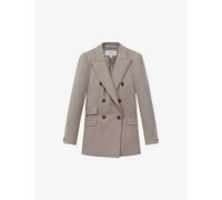 Reiss Womens Oatmeal Hazel Double-breasted Tailored Stretch-wool Blazer 6