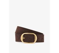 Reiss Womens Reiss Athena Oval-Buckle Suede Belt Chocolate S
