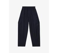 Reiss Womens Reiss Elle Pinstripe Barrel-Leg Stretch-Woven Trousers Navy 12R