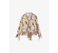 Reiss Womens Reiss Maggie Floral-Print Woven Blouse Pink Ivory 4