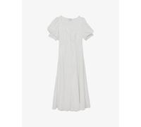 Reiss Womens Reiss Riva Puff-Sleeved Linen Midi Dress Ivory 8