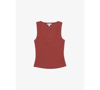 Reiss Womens Reiss Riva Square-Neck Ribbed Stretch-Cotton Vest Rust Red L