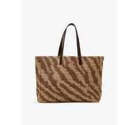 Reiss Womens Reiss Rosie Raffia-Effect Zebra-Print Tote Bag Natural Tan 1 Size