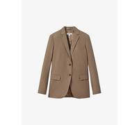 Reiss Womens Taupe Hope Notch-lapel Single-breasted Cotton Blazer 8
