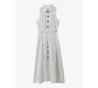 Reiss Womens White Heidi Button-down Belted-waist Woven Midi Dress 10