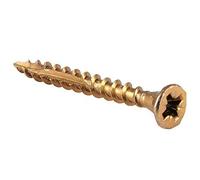 Reisser 8221560PB Cutter Pozi Countersunk Yellow Coated Woodscrew 500-Pieces with 2 PZ2 Bits, 5 mm Diameter x 60 mm Length