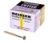 Reisser 8221S220501204 Cutter Pozi Countersunk Head Full Thread Yellow Tropicalized Woodscrew 200-Pieces, 5 mm Diameter x 120 mm Length